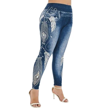 GAOKE Plus Velikost S-5XL Ženske Visoko Pasu Hlače Jeans 3D Tiskanih Fitnes Dokolenke Hujšanje Telovadnici Športne Dokolenke Vožnjo Nositi