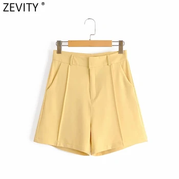 Zevity Nove ženske modni candy barve, pritisnite vrstico športna Bermuda Hlače lady teksturo zadrgo elegantna vroče hlače pantalone cortos P900