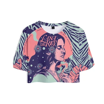 Lana Del Rey 3D Tiskanih Ženske Poletje Crop Tops Kratek Rokav Moda 2018 Vroče Prodajo T-majice Priložnostne Dekleta Seksi Slog Tee Majice