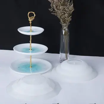 3 Kos Kristalno Epoksi Smolo Plesni Tri-plast Krog 3D Sadje Pladenj Litje Silikonski Kalup DIY Obrti Okraski Izdelavo Orodij