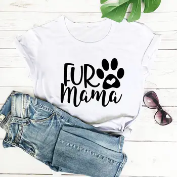 Krzno MaMa Grafiko, ki je Natisnjena Smešne Majice Ljubek Pes Šapa Bombaž Pes Mama T-shirt Pet Ljubimec Vrhovi Darilo Za pasjo Mamo