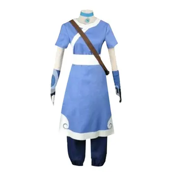 Anime Avatar The Last Airbender Katara Cosplay Kostum za Ženske Odraslih Halloween Fancy Obleko Modra Obleka Hanfu Karneval Obrabe