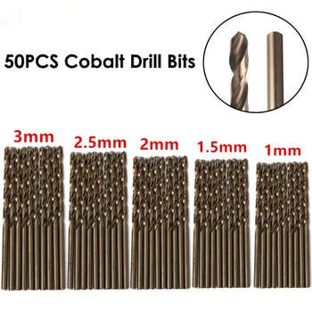 50Pcs 1/1.5/2/2.5/3 mm M35 HSS-CO Kobalt Twist Drill Bit Za Visoko Natezno Nerjavnega Jekla, Vrtanje