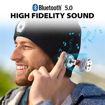 Vroče Brezžični Glasbeni Bluetooth Klobuk z LED Luči, Vgrajene v HD Stereo Zvočniki za prostoročno telefoniranje, Božič Pozimi Orodje