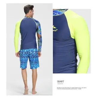 SBART moške izpuščaj stražar shirt Mens Dolgo Sleeved Majico Kopalke Wakeboard Floatsuit Vrhovi UV Plavanje RashGuard