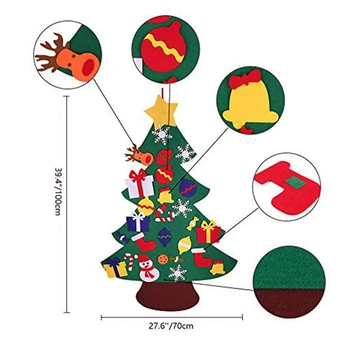 Čutiti Božično Drevo za Otroke 3.2 Ft Diy Božično Drevo z Malčki 30 Kos Okraski za Otroke Xmas Darila Visi Doma Vrata W