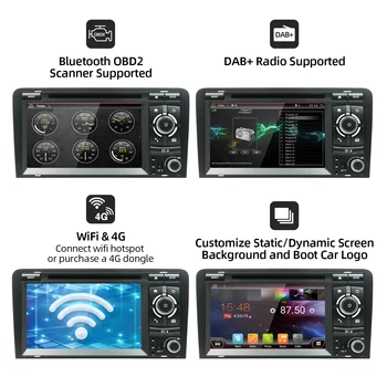 Bosion Quad core Android 10 2DIN AVTO DVD GPS igralec Za Audi A3 8P 2003-2012 multimedijski predvajalnik, Radio Stereo Audio (Stereo zvok Navigacije BT