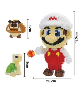 Risanka Video Igre Super Mario Luigi Zeleni Junak 3D Model 1750pcs DIY Mini Diamond Bloki, Opeke Stavbe Igrača za Otroke, Št Polje