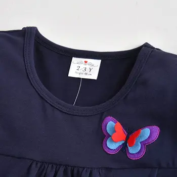 DXTON 2020 Poletje, Dekleta, Obleko Flare Rokav Obleke Za Dekleta Metulj Priložnostne Otroci Obleko Bombaž Aplicirano Nova otroška Oblačila