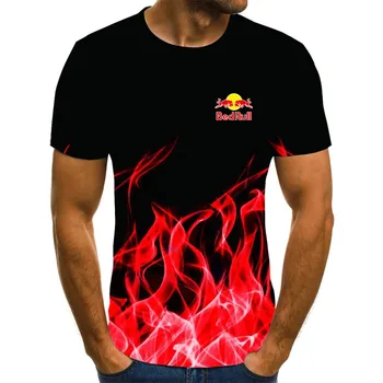 2020 nova moška T-shirt kratek rokav, 3D printed majica s kratkimi rokavi, okoli vratu plamen natisnjeni T-shirt, poletne moške hitro sušenje T-shirt