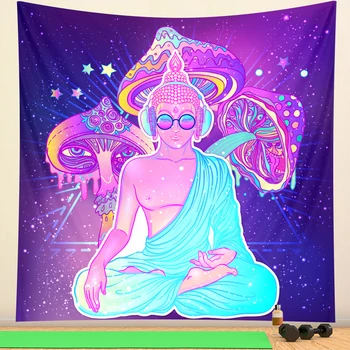 Indijski meditacija čakro Mandala doma dekoracijo tapiserija Hipi Bohemian okrašena gob stanja joga mat kavč odejo