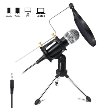 Lefon Mikrofon za Snemanje Kondenzator Za Računalnik Android Telefon RAČUNALNIK Mikrofon, Stojalo Za Podcast Karaoke 3.5 mm Jack