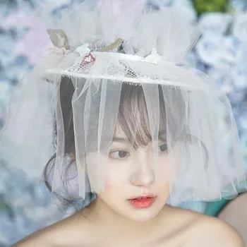 Turistov ženske Novo Elegantno dekle Mori Sladko Klobuk cvet očesa Poročne Lase headdress belo Poročno obleko pribor
