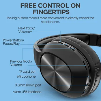 HD901-Bluetooth brezžične slušalke, zložljiv, nastavljiv slušalke z mikrofonom, ki se uporablja za TF kartice in mobilni telefon music