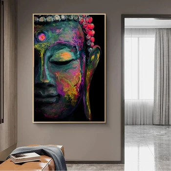 Barvita povzetek buda kipi na steni platno umetnosti plakatov in fotografij Budistični umetnosti slike doma dekoracijo sten