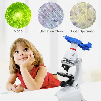 Otroci Igrače Biološki Mikroskop Nastavljen 1200X Svetlobni Mikroskop, Komplet za Dom, Šolo Lab Izobraževalne Darilo, S mobilni telefon Gori