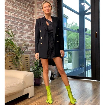 Novo Neon Zelena Gleženj Škornji Za Ženske Konicami Prstov zip Botines Modni Čevlji Ženske Stiletto Visokih Petah Seksi Botas Mujer 2020