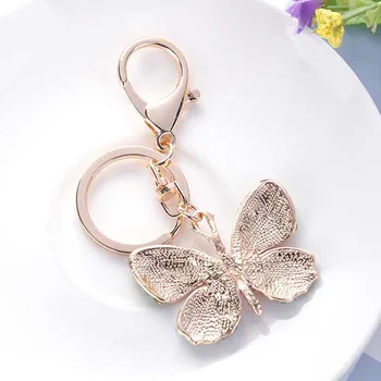 Beautiful Butterfly Keychain Bleščeče Polno Nosorogovo Zlitine Ključnih Verige Za Ženske Dekle Avto Vrečko Dodatki Modni Key Ring